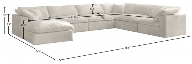 Meridian Furniture Cozy 7-Piece Cream 158" Modular Sectional-1
