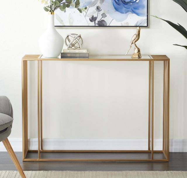 Deco Marche Glass Top Console Table with Gold Base-3