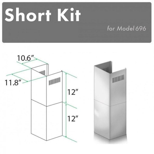 ZLINE 2 Piece Stainless Steel Wall Hood Extension-2