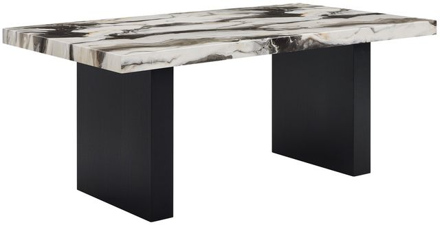 Crown Mark Vega Faux Marble Top Dining Table with Black Pedestal Base-0