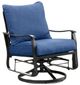Furniture of America® Segovia 2-Piece Black/Navy Fabric/Steel Outdoor Swivel Glider Arm Chair Set-0