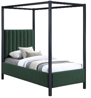 Meridian Furniture Kelly Green Twin Upholstered Canopy Bed-0