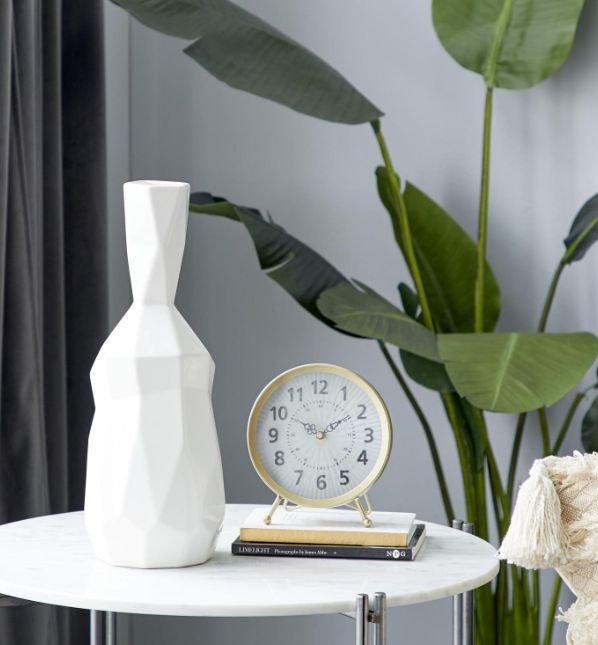 Deco Marche White Ceramic Geometric Vase-1