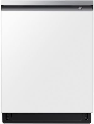 front view of the Samsung 24" White Glass Built In Dishwasher