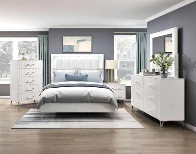 Homelegance® Ripple High Gloss White Nightstand-1