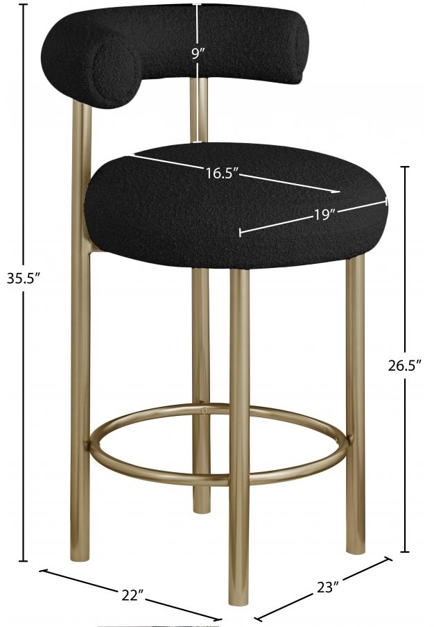 Meridian Furniture Bordeaux Black Upholstered Bar Stool-2