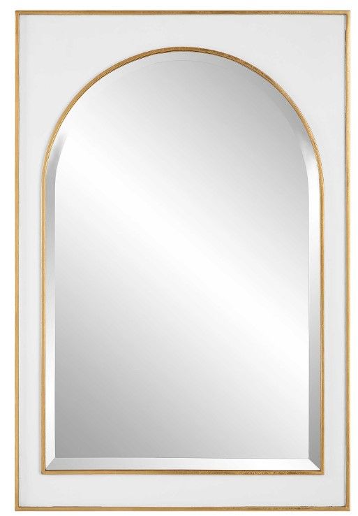 Uttermost® Crisanta Gloss White Arch Mirror-0