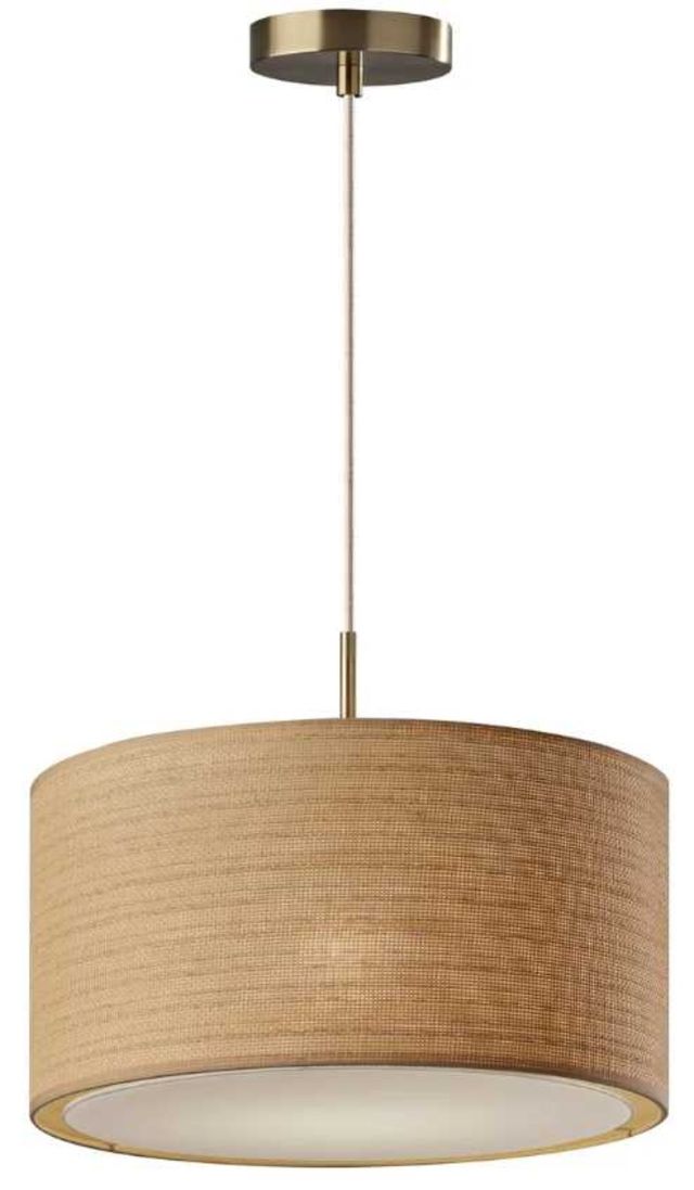 Adesso® Harvest Antique Brass Large Drum Pendant-0