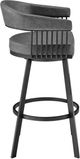 Armen Living Chelsea Matte Black/Vintage Gray Swivel Bar Stool-4