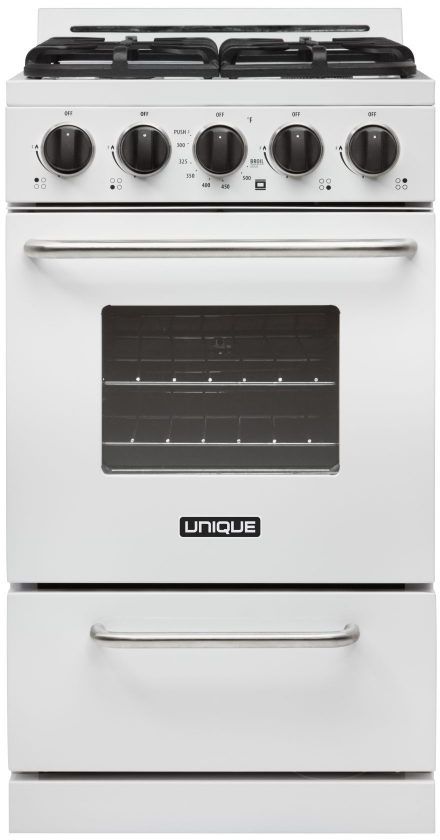 Unique® Appliances Classic 20" White Freestanding Liquid Propane Gas Range-0