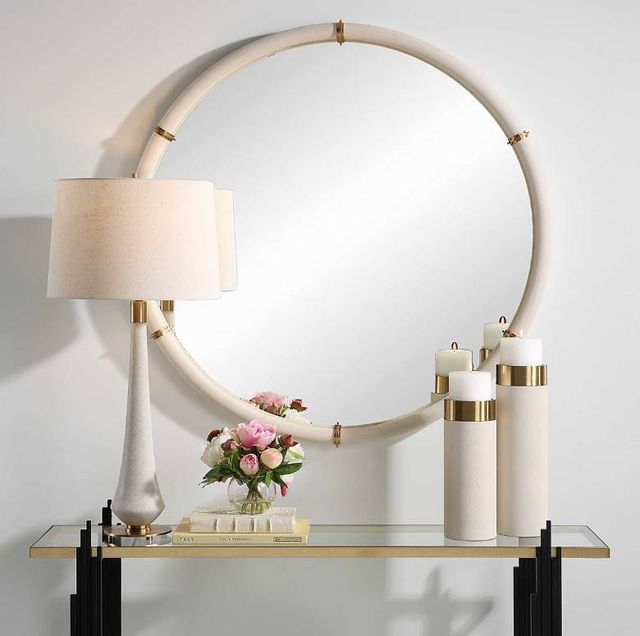 Uttermost® Cyprus White Round Mirror-1
