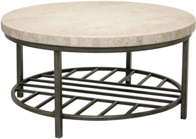Riverside Furniture Capri Alabaster Travertine Coffee Table with Black Base-0