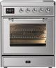 Ilve® Majestic III 30" Stainless Steel Pro Style Induction Range with Triple Glass Door and Chrome Trim-0