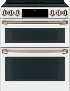 Café™ 30" Matte White Slide In Double Oven Induction Range