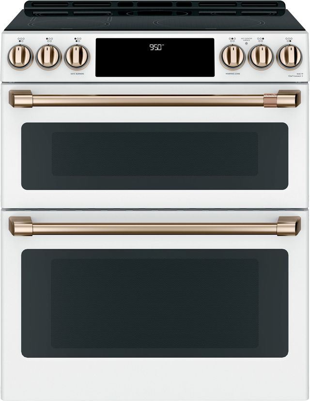 Café™ 30" Matte White Slide In Double Oven Induction Range
