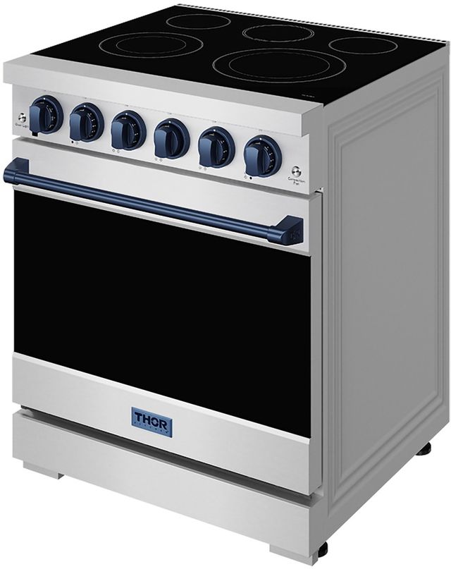 Thor Kitchen Gordon Ramsay Series 30" Stainless Steel Pro Style Electric Range with Precision Knob Control & Blue Hardware-3