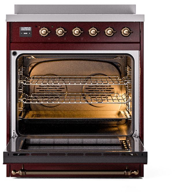 Ilve® Nostalgie II Series 30" Burgundy Pro Style Induction Range-2