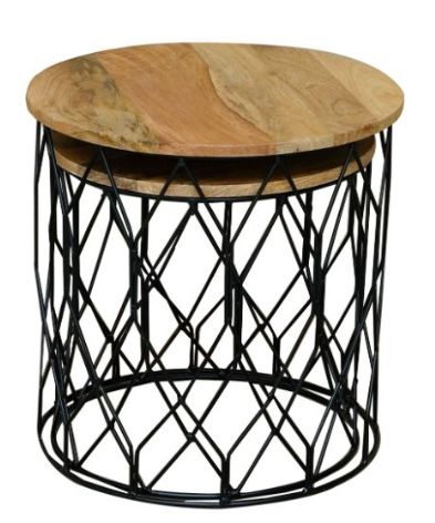 Jaipur Furniture Ravi Range Black/Brown Iron Base Nesting Table-0