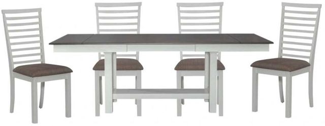 Liberty Furniture Brook Bay 5-Piece Carbon Gray/Textured White Trestle Dining Set-0