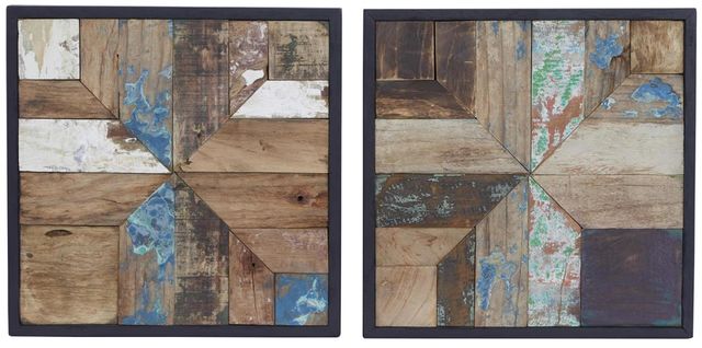 Deco Marche 2-Piece Brown Abstract Handmade Wall Decor Set-0