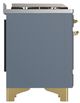 Ilve® Majestic III 40" Blue Gray Pro Style Dual Fuel Natural Gas Range with Solid Door and Brass Trim-3