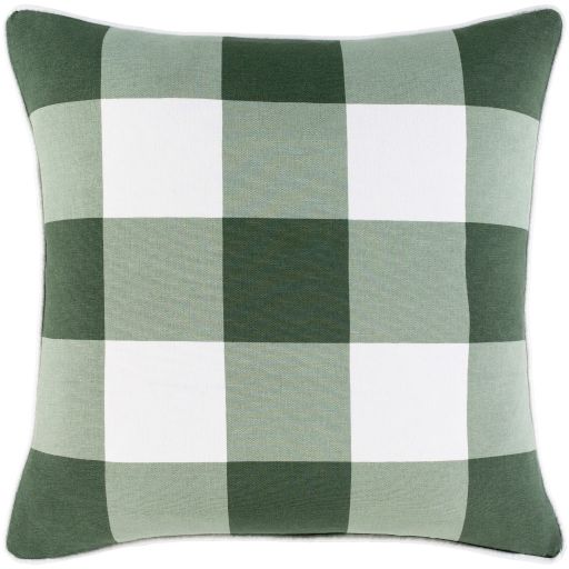Surya Buffalo Plaid Dark Green 20"x20" Toss Pillow with Polyester Insert-0