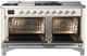 Ilve® Majestic III 60" Antique White Pro Style Dual Fuel Natural Gas Range with Griddle and Chrome Trim-1