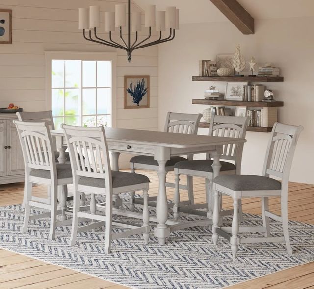 Emerald Home New Haven Oyster Shell Dining Table with Two Drawers-1