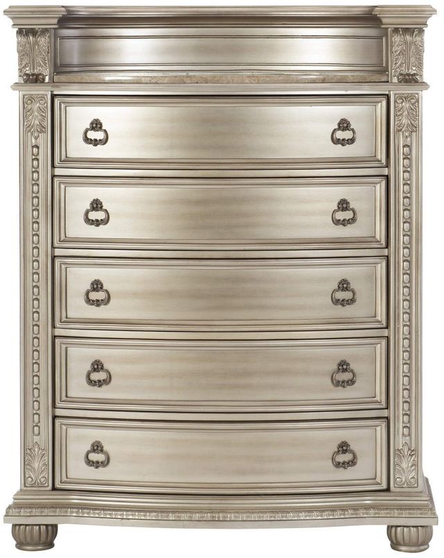 Mazin Furniture Cavalier Silver Chest with Marble Insert-1