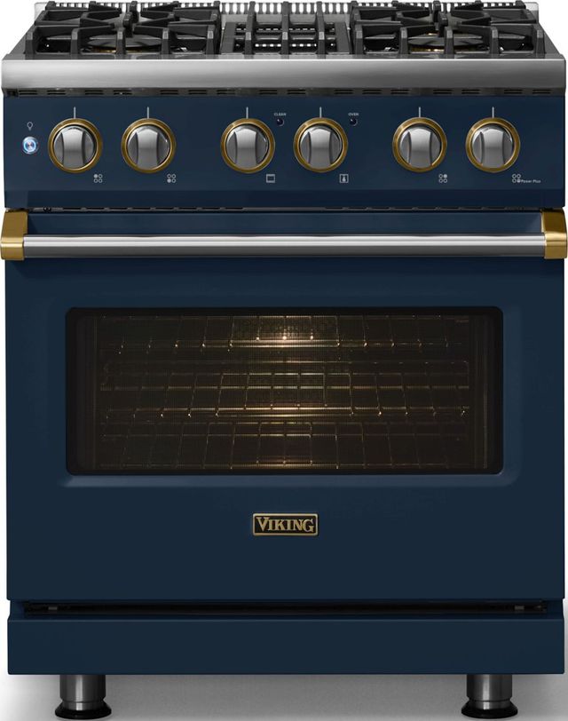 Viking® 5 Series 30" Slate Blue Pro Style Dual Fuel (LP) Range with Polished Chrome Trim-2