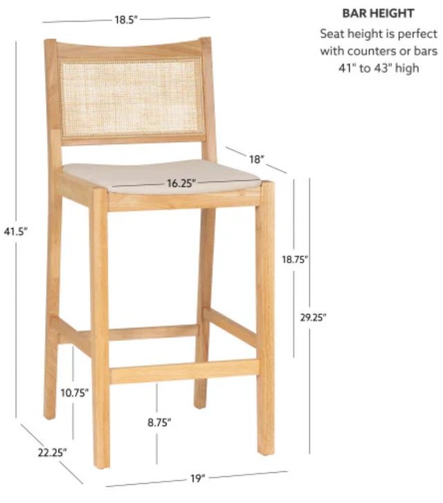 Powell® Beaux 2-Piece Natural Cane Barstool-2