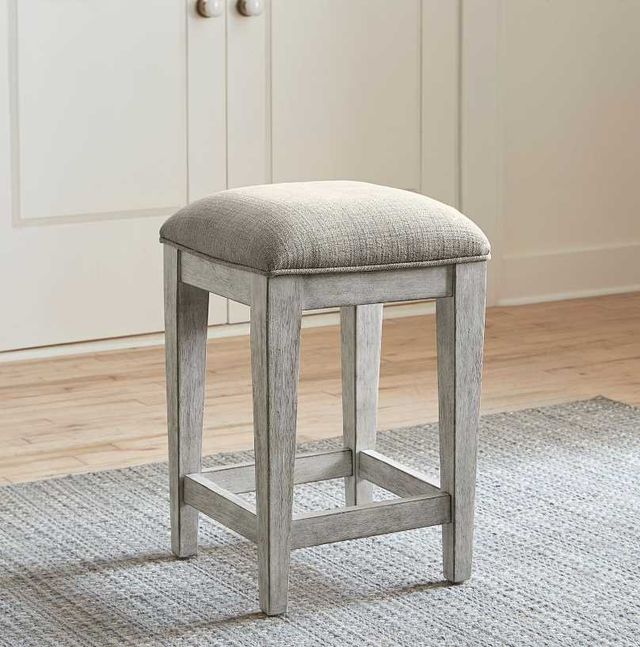 Liberty Furniture Heartland Antique White/Gray Taupe Upholstered Console Stool-1