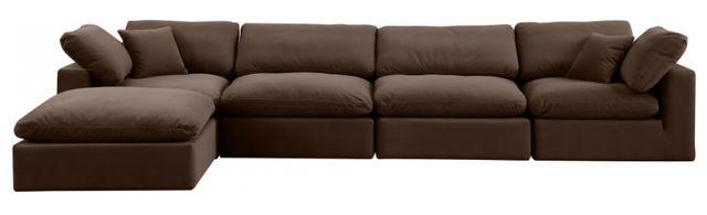 Meridian Furniture Comfy 5-Piece Brown Velvet Sectional-1