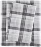 Olliix by Woolrich Grey Plaid Queen Flannel Cotton Sheet Set-0