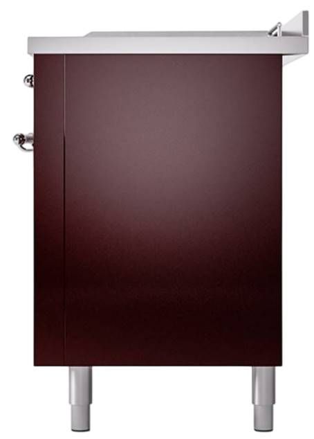 Ilve® Nostalgie II Noblesse 60'' Burgundy Pro Style Dual Fuel Range with Chrome Trim-3