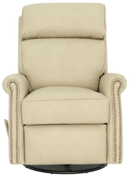 BarcaLounger® Crews Cashmere Stone Leather Manual Swivel Glider Recliner-3
