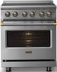 Viking® 5 Series 30" Stainless Steel Pro Style Electric Range with Brushed Brass Trim-4
