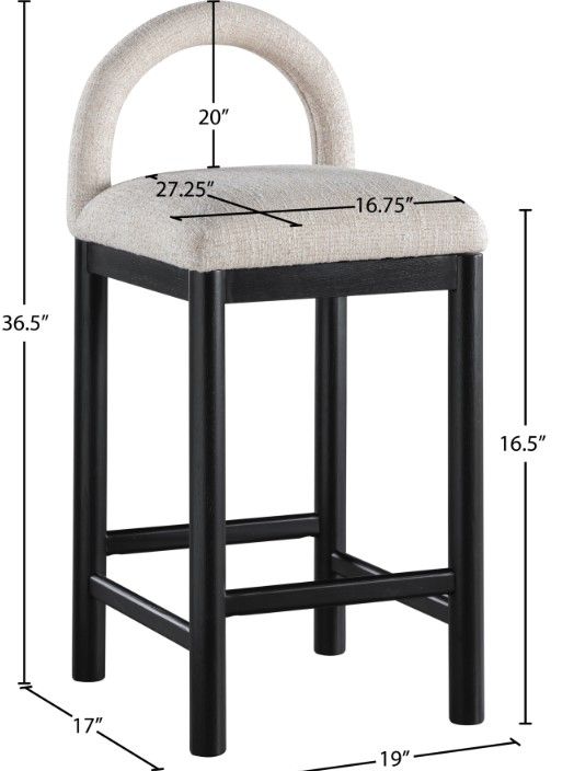 Meridian Furniture Conrad Beige/Black Upholstered Counter Stool-2