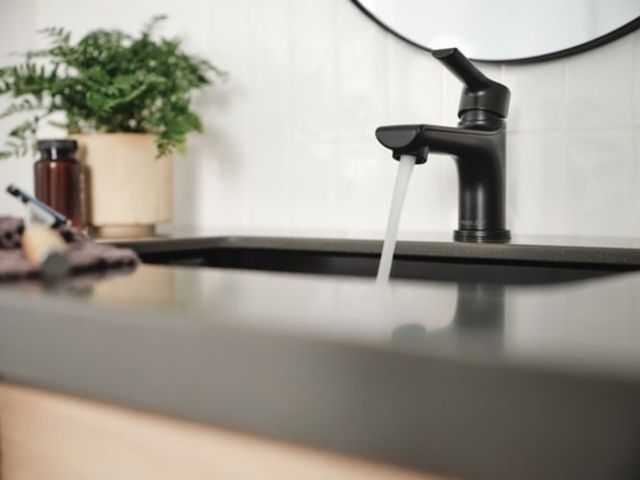 Peerless Flute™ Matte Black 6" Single Top Handle Spout Lavatory Faucet-4