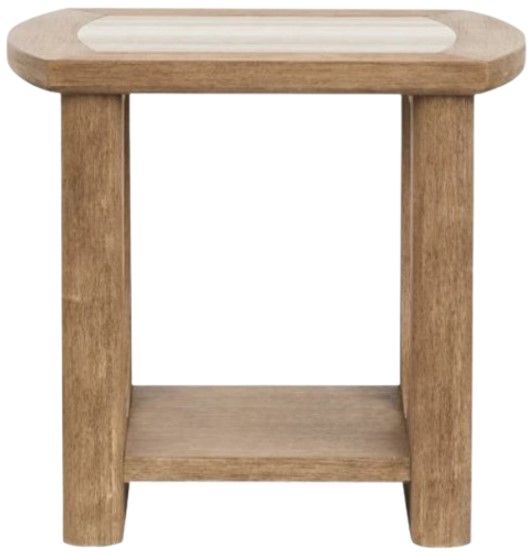Magnussen Home® Bradford Granite Top End Table with Riverbed Beige Base-1