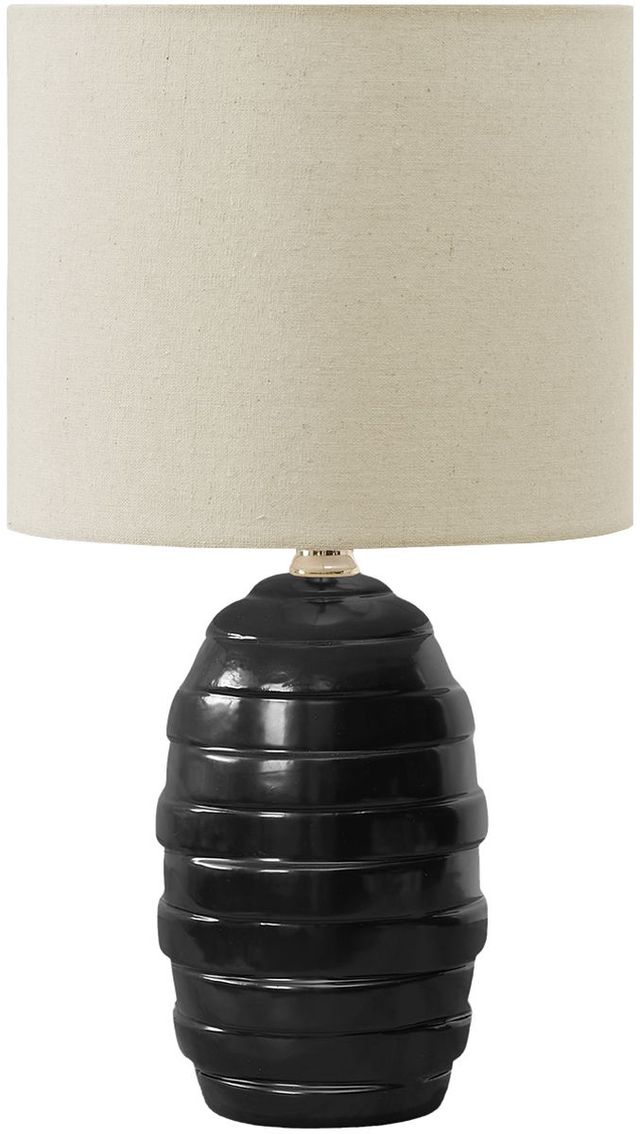 Monarch Specialties Inc. Black Ceramic/Beige Shade Table Lamp -0