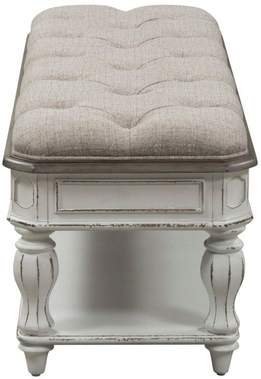 Liberty Furniture Magnolia Manor Antique White/Ivory Bed Bench-3