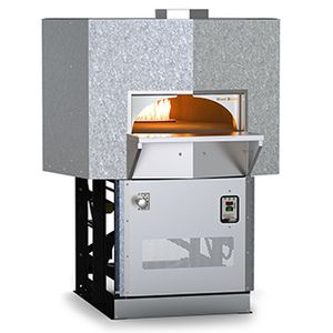 Front view of the Wood Stone Mountain Adams 5' Galvanized Steel Indoor Stone Hearth Oven