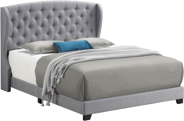 Coaster® Krome Smoke Queen Upholstered Bed With Demi-Wing Headboard-0
