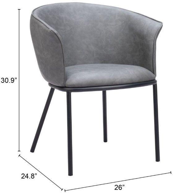 Zuo® Modern Garston Gray/Black Dining Arm Chair-1