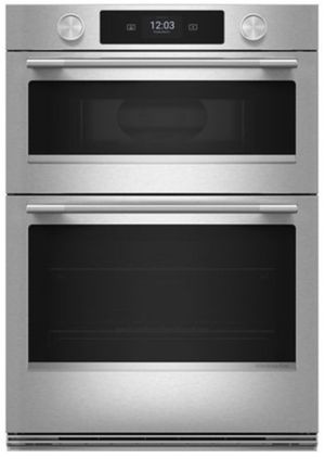 KitchenAid® 30" PrintShield™ Stainless Steel Oven/Micro Combo Electric Wall Oven with Assisted Cook Cycles Front view of the KitchenAid® 30" PrintShield™ Stainless Steel Oven/Micro Combo Electric Wall Oven with Assisted Cook Cycles