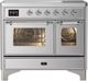 Ilve® Majestic III 40" Stainless Steel Pro Style Induction Range with Triple Glass Door and Chrome Trim-0