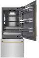 ZLINE Autograph Edition 36” 19.8 Cu. Ft. Stainless Steel Built-In Bottom Freezer Refrigerator with Graphite Gray Interior and Polished Gold Accents-1