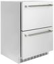 ZLINE Autograph Edition Touchstone 24 " 4.6 Cu. Ft. Stainless Steel 168 Can Outdoor-Rated Dual Refrigerator Drawer with Polished Nickel Helix Handles-1