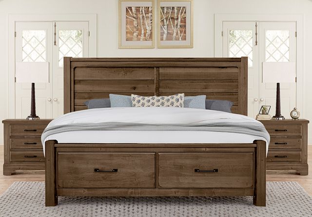 Artisan & Post by Vaughan-Bassett Cool Rustic Mink California King Storage Plank Bed-2